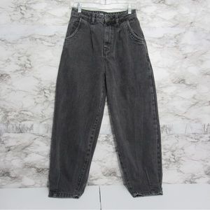 Zara Pleated Balloon Fit Tapered Denim Jeans | Washed Black Size 2